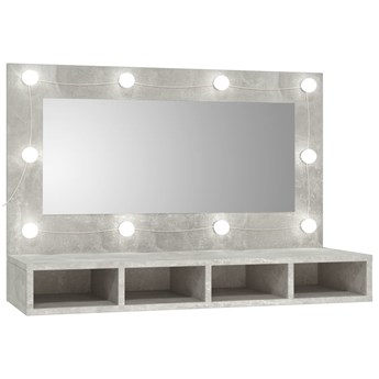 vidaXL Szafka z lustrem i oświetleniem LED, szary beton, 90x31,5x62 cm