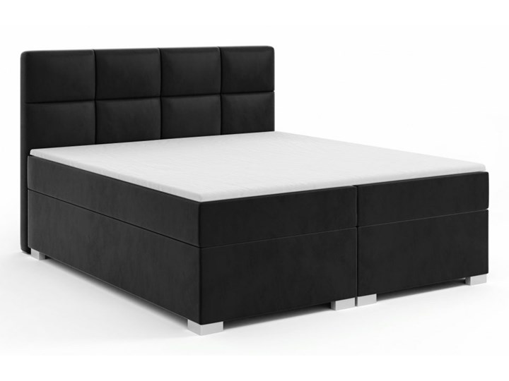 AMDK Czarne pluszowe łóżko Timon 160x200 kontynentalne z pojemnikami