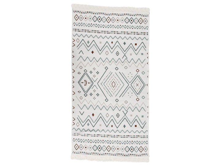 vidaXL Dywanik beżowo-niebieski 80x300 cm bawełniany Dywaniki Dywany Prostokątny Bawełna Kolor Beżowy Wzór Geometryczny