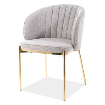 SELSEY Krzesło tapicerowane Berot szare na złotej podstawie