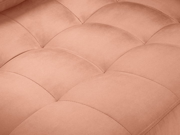 Sofa trzyosobowa Santo aksamit łososiowy na złotych nóżkach Typ Pikowane Głębokość 90 cm Szerokość 219 cm Kolor Różowy
