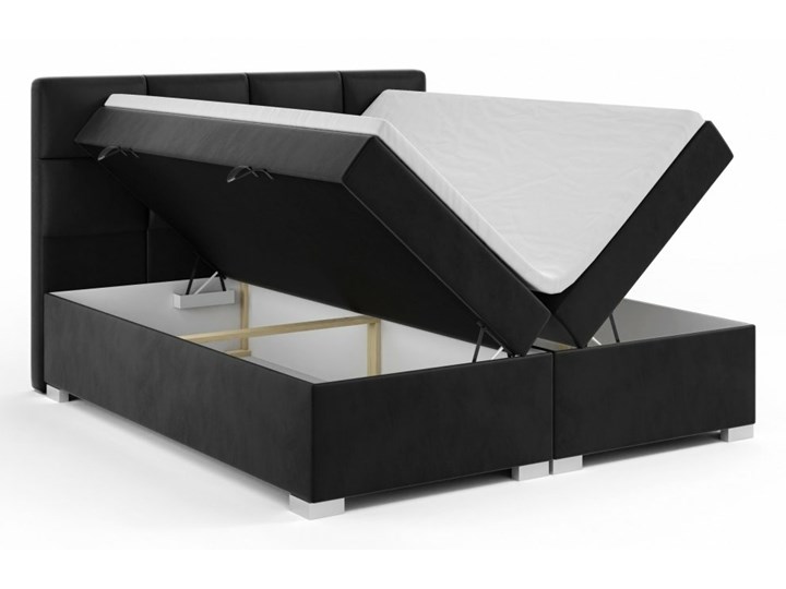 AMDK Czarne pluszowe łóżko Timon 160x200 kontynentalne z pojemnikami Tkanina Łóżko kontynentalne Drewno Rozmiar materaca 160x200 cm