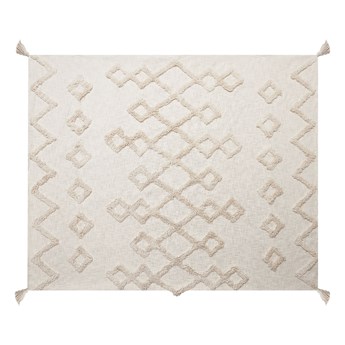 Beliani Koc beżowy bawełniany 130 x 180 cm pleciony narzuta do salonu sypialni styl boho