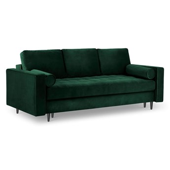 Rozkładana sofa 3 osobowa Santo aksamit butelkowa zieleń nóżki czarne