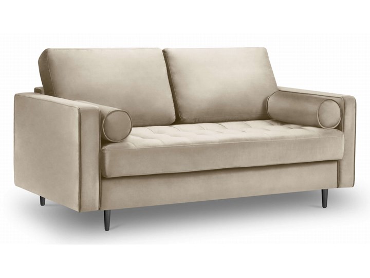 Sofa dwuosobowa Santo aksamit beżowa na czarnych nóżkach Styl Skandynawski Głębokość 90 cm Szerokość 174 cm Styl Nowoczesny
