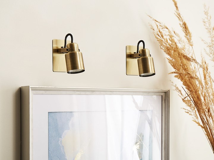 Beliani Zestaw 2 lamp ściennych mosiężne metalowy regulowane 1-punktowy styl industrialny Styl Nowoczesny Kategoria Lampy ścienne
