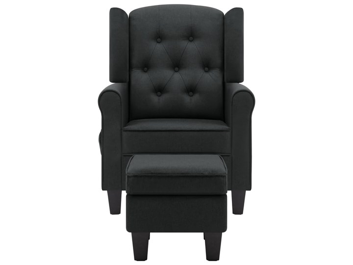 vidaXL Fotel masujący z podnóżkiem, ciemnoszary, obity tkaniną Fotel z podnóżkiem Tworzywo sztuczne Fotel uszak Szerokość 68 cm Pomieszczenie Salon
