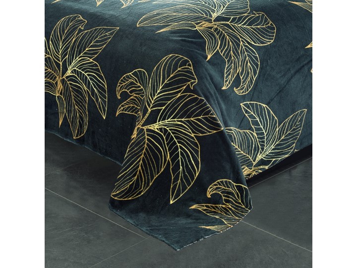 Pościel dwustronna z MIKROFIBRY-MIŚ w złote liście monstery PEK-073 Poliester 160x200 cm Mikrofibra Bawełna syntetyczna Pomieszczenie Pościel do sypialni Kategoria Komplety pościeli