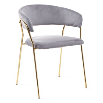 Krzesło LIRA welurowe szare ze złotymi nogami 57x47x79 cm - Homla