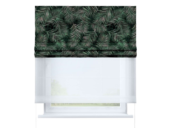 Roleta rzymska Duo, zielony w liście, szer.130 x dł.170 cm, Velvet Roleta woalowa Wzór Gładkie