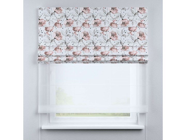 Roleta rzymska Duo, różowe kwiaty na kremowym tle, szer.130 x dł.170 cm, Velvet Roleta woalowa Wzór Gładkie Typ Roleta zaciemniająca