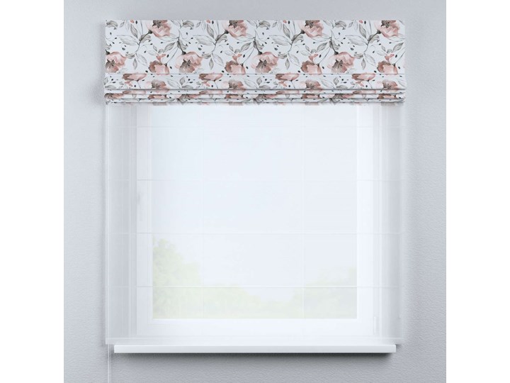 Roleta rzymska Duo, różowe kwiaty na kremowym tle, szer.130 x dł.170 cm, Velvet Roleta woalowa Wzór Z nadrukiem Typ Roleta zaciemniająca
