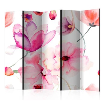 Parawan 5-częściowy - Różowe kwiaty II [Room Dividers]