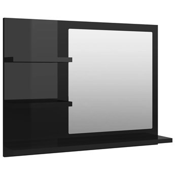 vidaXL Lustro łazienkowe, czarne, wysoki połysk, 60x10,5x45 cm, płyta