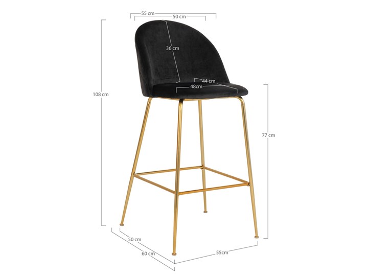 SELSEY Hoker Rallsy velvet czarny velvet na złotej podstawie Metal Wysokość 108 cm Tkanina Głębokość 60 cm Szerokość 55 cm Styl Nowoczesny