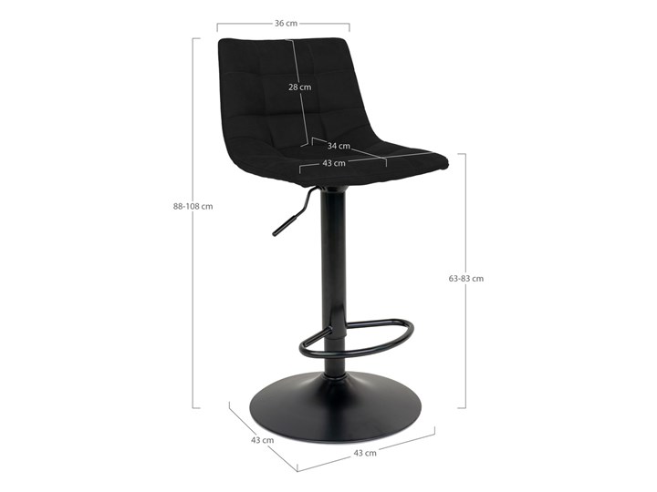 SELSEY Hoker Kirme czarny velvet Metal Wysokość 108 cm Typ Z oparciem Tkanina Szerokość 43 cm Głębokość 43 cm Pomieszczenie Jadalnia