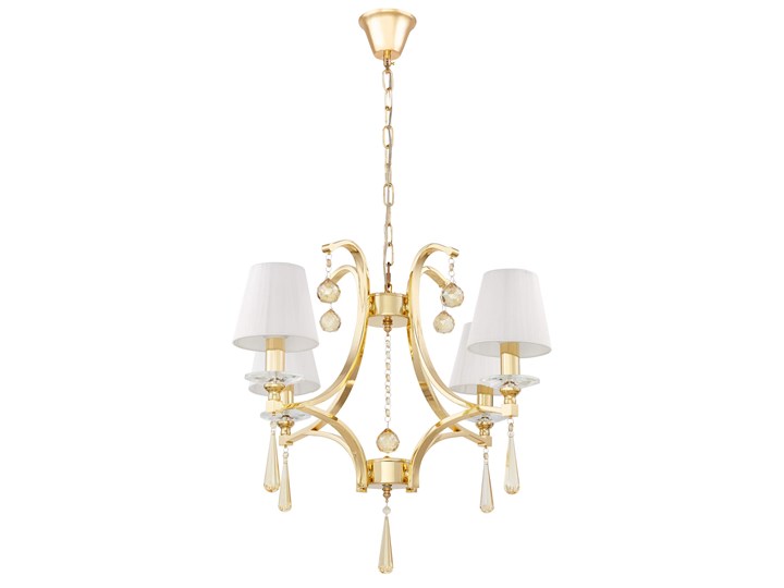 KLASYCZNY ŻYRANDOL KRYSZTAŁOWY ZŁOTY VENISIA W4 Lampa z kryształkami Metal Lampa z kloszem Lampa z abażurem Tkanina Pomieszczenie Salon