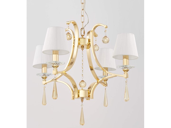 KLASYCZNY ŻYRANDOL KRYSZTAŁOWY ZŁOTY VENISIA W4 Pomieszczenie Salon Metal Lampa z kloszem Lampa z kryształkami Tkanina Lampa z abażurem Kategoria Lampy wiszące