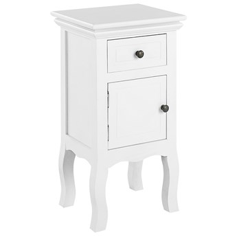 Beliani Stolik nocny biały MDF 33 x 30 x 62 cm szuflada szafka sypialnia styl klasyczny retro