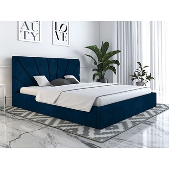 Łóżko tapicerowane 180x200 Slim3 niebieskie z pojemnikiem i stelażem