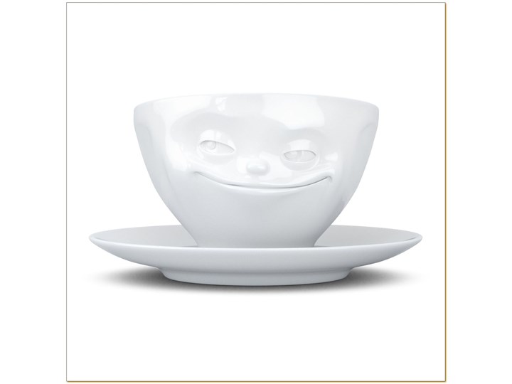58Products - Filiżanka do kawy - uśmiechnięta buźka - biała - 0,2 l Porcelana Kolor Biały