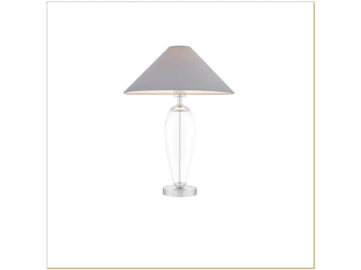 Kaspa - lampa stołowa Rea - szklana podstawa, wysokość 60 cm, szary abażur Chrom Lampa z abażurem Lampa nocna Tkanina Wysokość 42 cm Lampa LED Metal Szkło Pomieszczenie Sypialnia