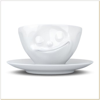 58Products - Filiżanka do kawy - szczęśliwa buźka - biała - 0,2 l