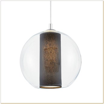 Kaspa - Lampa wisząca Merida - rozmiar L, średnica 35 cm, chrom, transparent, czarna