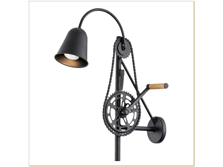 Kaspa - Kinkiet na wysięgniku Bike - wysokość 60cm, czarny Kinkiet dekoracyjny Drewno Kinkiet LED Metal Kinkiet z kloszem Styl Vintage