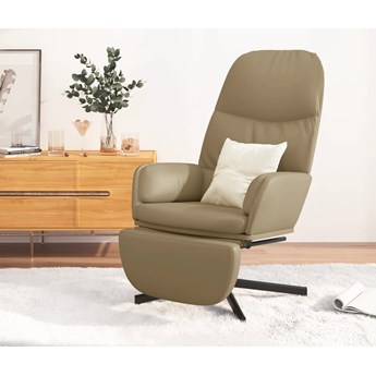 vidaXL Fotel z podnóżkiem, kolor cappuccino, obity sztuczną skórą