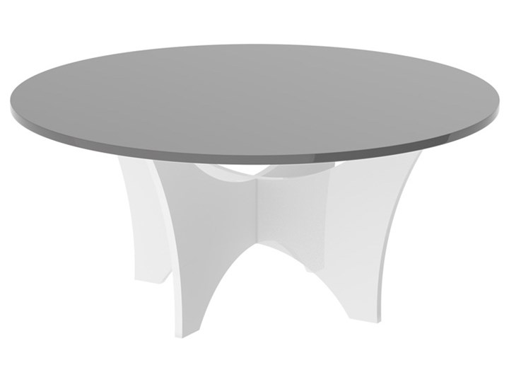 Okrągły stolik kawowy w wysokim połysku Adria 100 Wysokość 47 cm Szkło Płyta MDF Zestaw stolików Szerokość 100 cm Długość 100 cm Rodzaj nóg Kółka