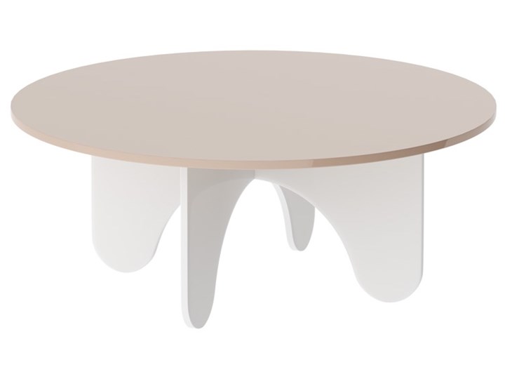Stolik kawowy z okrągłym blatem Lido 100 wysoki połysk Wysokość 42 cm Szkło Styl Minimalistyczny Zestaw stolików Szerokość 100 cm Długość 100 cm Płyta MDF Funkcje Z półkami