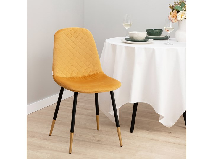 Krzesło NOIR welurowe musztardowe 44x52x85cm - Homla Szerokość 44 cm Tkanina Tworzywo sztuczne Metal Styl Glamour