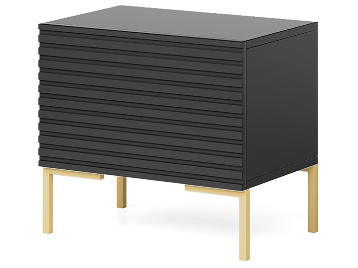 SELSEY Szafka nocna Lammelo czarna lamele Nocne Wysokość 44 cm Płyta meblowa Płyta MDF Pomieszczenie Sypialnia Szerokość 46 cm Głębokość 32 cm Płyta laminowana Metal Kolor Czarny