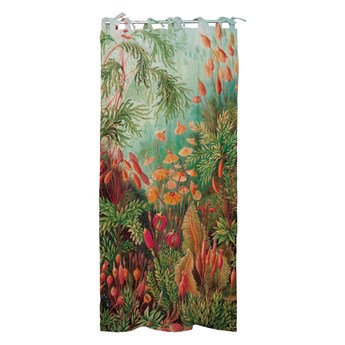 Zielona zasłona z domieszką lnu Tierra Bella Deep Forest, 140x270 cm