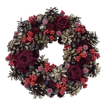 Naturalny wieniec świąteczny z różami Ego Dekor Pine, ø 28 cm