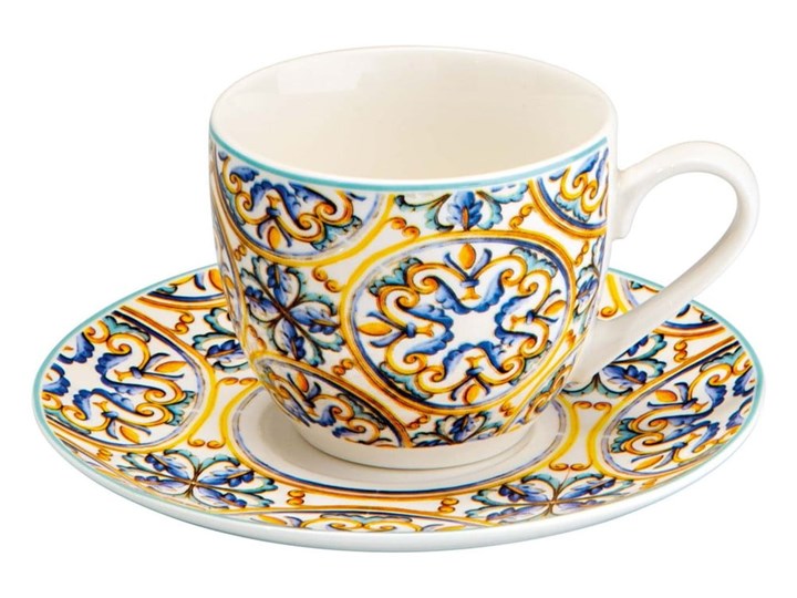 Zestaw 6 filiżanek ze spodkami Brandani Medicea Porcelana Filiżanka ze spodkiem Kategoria Filiżanki