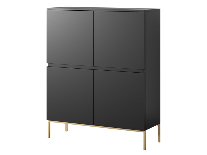 SELSEY Komoda wysoka Bemmi 100 cm czarna ze złotymi nogami Pomieszczenie Garderoba Płyta MDF Wysokość 122 cm Głębokość 35 cm Styl Minimalistyczny