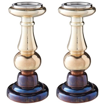 Beliani Zestaw 2 świeczników złotych szklanych stojak na świece klasyczny