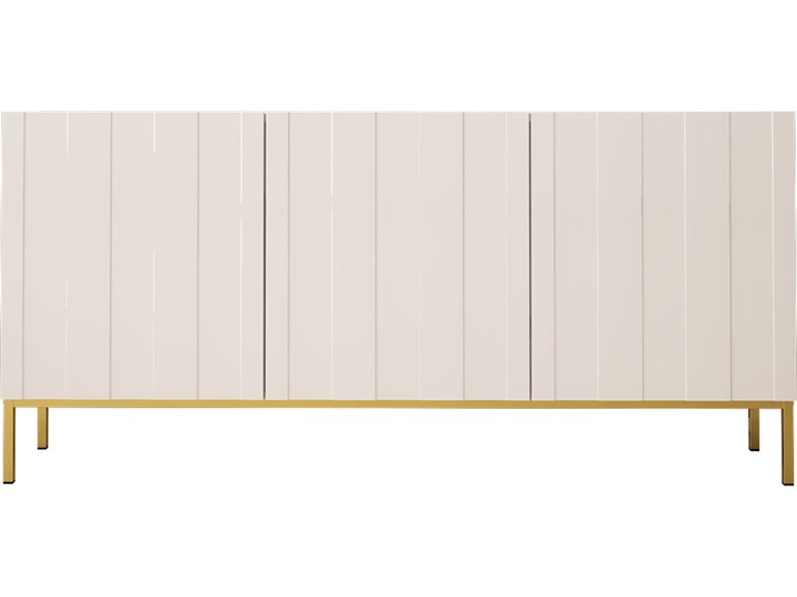 SELSEY Komoda trójdrzwiowa Rumbek 160 cm Biały mat / Biały połysk Styl Glamour Głębokość 37 cm Wysokość 76 cm Styl Minimalistyczny