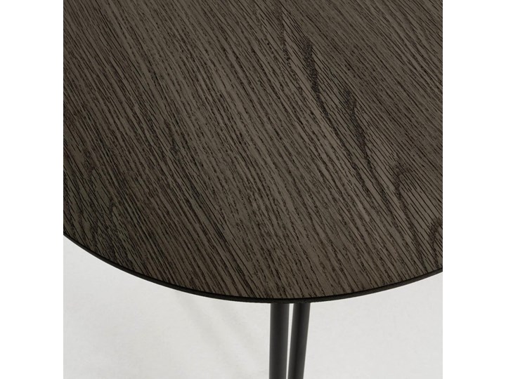 Stół rozkładany brązowy fornirowany blat czarne metalowe nogi 140-220x90 cm Drewno Wysokość 75 cm Płyta fornirowana Płyta MDF Stal Pomieszczenie Stoły do jadalni