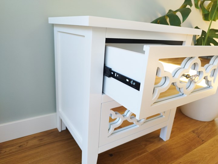 Szafka nocna lustrzana glamour z marokańskim wzorem Nocne Głębokość 35 cm Szkło Wysokość 52 cm Płyta MDF Szerokość 49 cm Uniwersalne Kategoria Szafki i regały