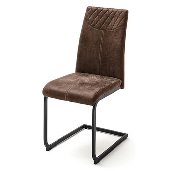 SELSEY Krzesło tapicerowane Novantly na płozach brązowe