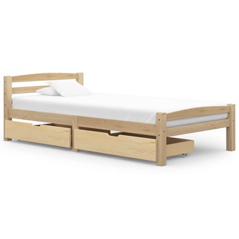 vidaXL Rama łóżka z 2 szufladami, lite drewno sosnowe, 90x200 cm