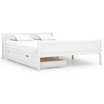 vidaXL Rama łóżka z 2 szufladami, biała, lite drewno, 140x200 cm