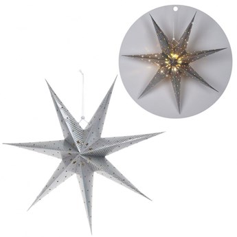Gwiazda świąteczna papierowa świecąca wisząca srebrnadekoracyjna ozdobna 60 cm kod: O-839154