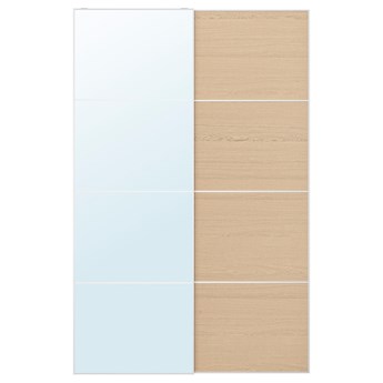 IKEA AULI / MEHAMN Drzwi przesuwne, lustro/2str dąb bejcowany biało szk bezbarwne, 150x236 cm