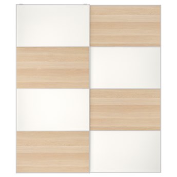 IKEA MEHAMN Drzwi przesuwne, 2str/dąb bejcowany biało szk bezbarwne biały, 200x236 cm