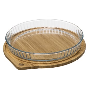 Forma do pieczenia tarty, szklana z bambusową pokrywką, Ø 27 cm