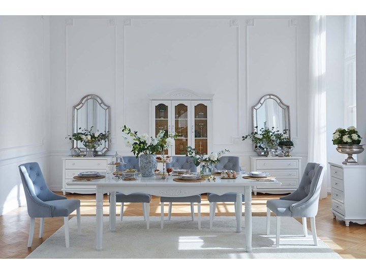 Stół rozkładany biały Abigail, 190x100 cm Wysokość 80 cm Płyta MDF Pomieszczenie Stoły do jadalni Stal Średnica